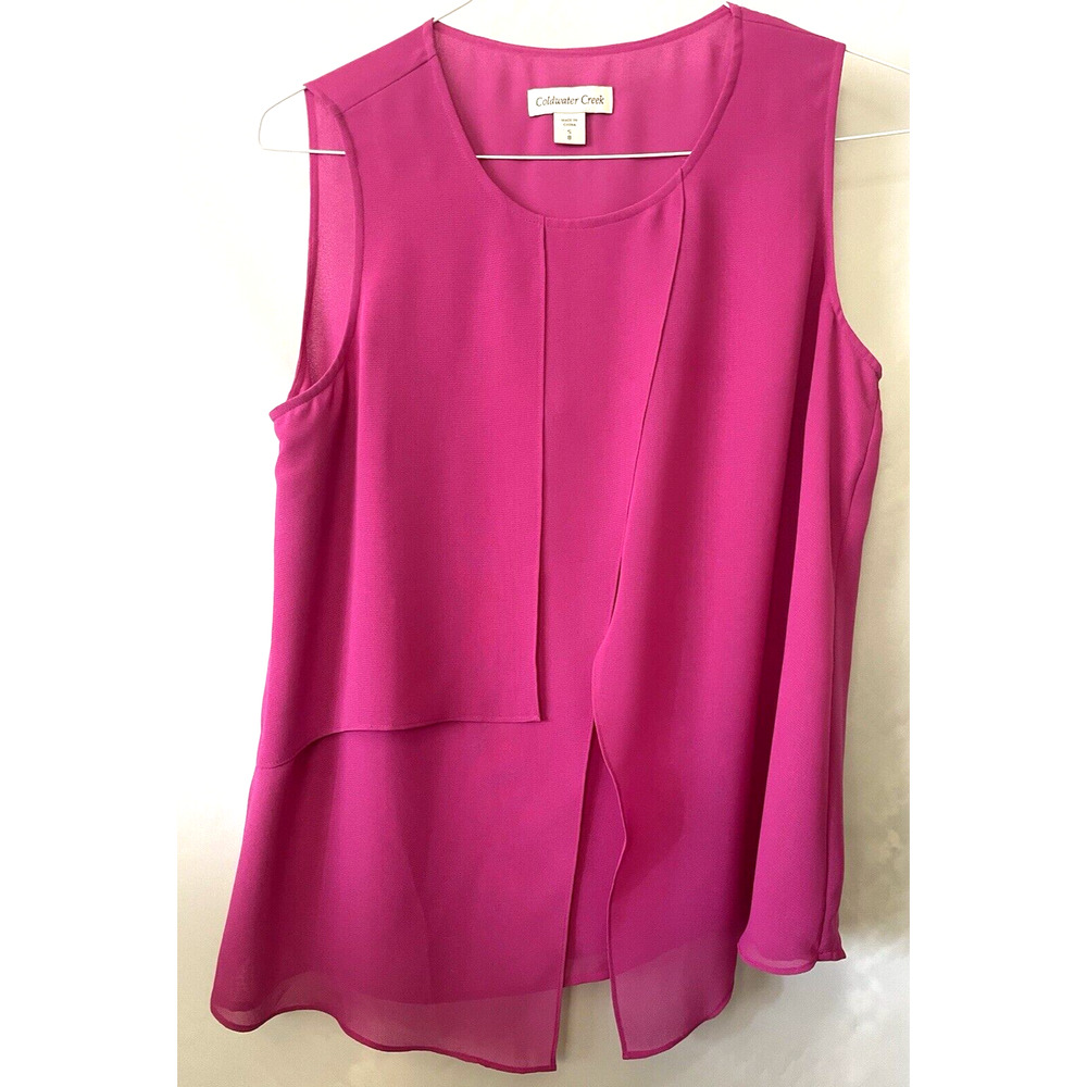 Coldwater Creek Hot Pink Tired Tank Flowy Layers Top Sleeveless Women's Size S 8